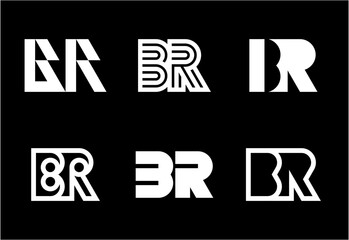 Set of letter BR logos. Abstract logos collection with letters. Geometrical abstract logos