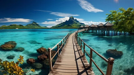 Obraz premium wooden bridge over the lake