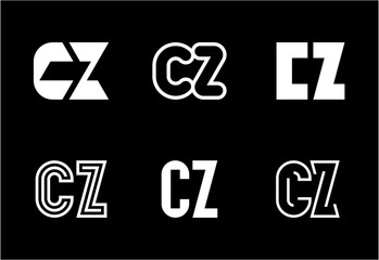 Set of letter CZ logos. Abstract logos collection with letters. Geometrical abstract logos