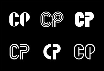 Set of letter CP logos. Abstract logos collection with letters. Geometrical abstract logos