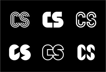 Set of letter CS logos. Abstract logos collection with letters. Geometrical abstract logos