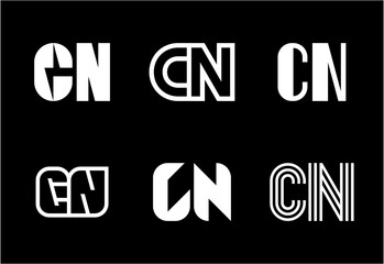 Set of letter CN logos. Abstract logos collection with letters. Geometrical abstract logos