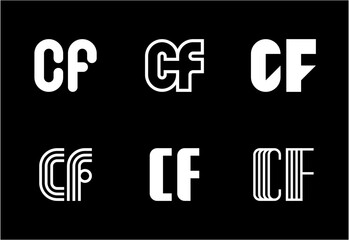 Set of letter CF logos. Abstract logos collection with letters. Geometrical abstract logos