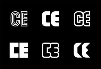 Set of letter CE logos. Abstract logos collection with letters. Geometrical abstract logos