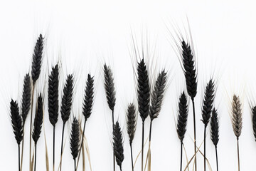 Black wheat paddy on white background.