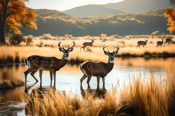 Fotobehang deer in the wild © Laiba