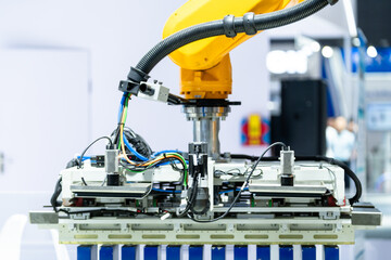 robot arm working in car factory