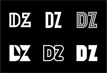 Set of letter DZ logos. Abstract logos collection with letters. Geometrical abstract logos