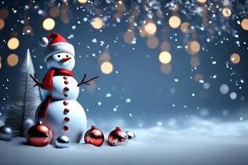 Obraz premium snowman with christmas tree