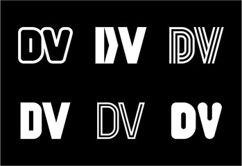 Set of letter DV logos. Abstract logos collection with letters. Geometrical abstract logos
