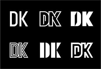 Set of letter DK logos. Abstract logos collection with letters. Geometrical abstract logos