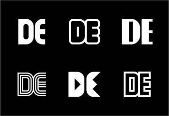 Set of letter DE logos. Abstract logos collection with letters. Geometrical abstract logos