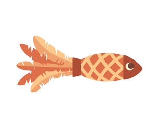 Soft textile toy fish for cats vector illustration isolated on white background