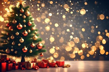 Fototapeta na wymiar christmas tree and gifts