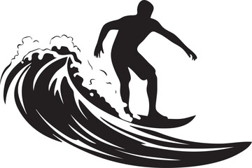 Obraz premium Silhouette of a surfer with sea waves enjoying outdoor activity