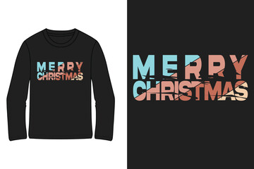 Merry Christmas vintage style black t shirt for winter collection