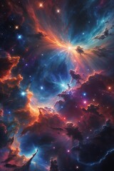 Fototapeta premium Nebula and galaxies in space. Abstract cosmos background. galaxy