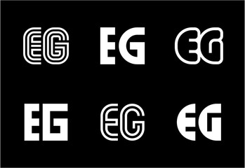 Set of letter EG logos. Abstract logos collection with letters. Geometrical abstract logos