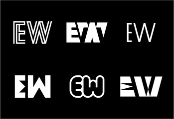 Set of letter EW logos. Abstract logos collection with letters. Geometrical abstract logos