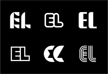 Set of letter EL logos. Abstract logos collection with letters. Geometrical abstract logos