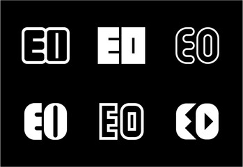 Set of letter EO logos. Abstract logos collection with letters. Geometrical abstract logos