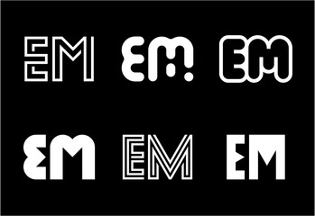 Set of letter EM logos. Abstract logos collection with letters. Geometrical abstract logos