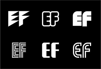 Set of letter EF logos. Abstract logos collection with letters. Geometrical abstract logos