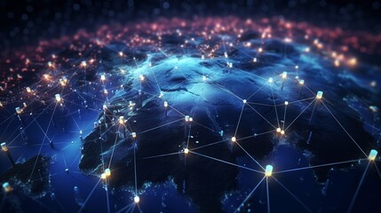 Naklejka na ściany i meble Global Internet Connectivity. Bridging the World through Advanced Communication Technology 
