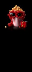 Monster popcorn banner. Scary fun cartoon. Generate Ai