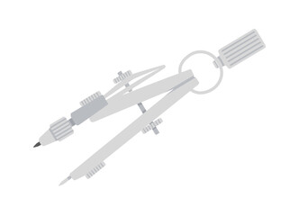Steel drawing compass tool for geometry vector illustration isolated on white background