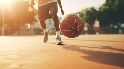 Naklejka premium basketball player with ball in action