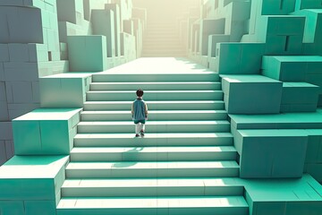 Obraz premium Boy on the stairs