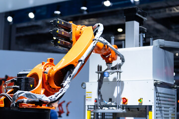 robot arm working in factory