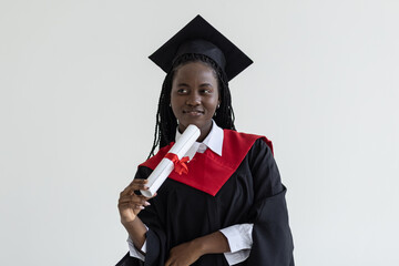 Young african american graduate student with diploma in her hand