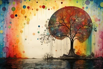 Foto op Plexiglas Enchanting abstraction using rainbow and rain © PinkiePie