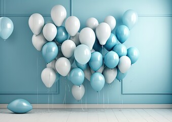 white and blue balloons