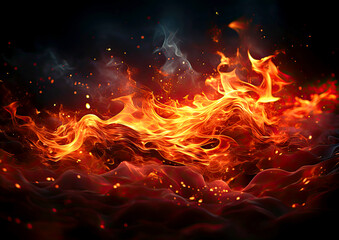Fototapeta na wymiar abstract flame fire background on black background