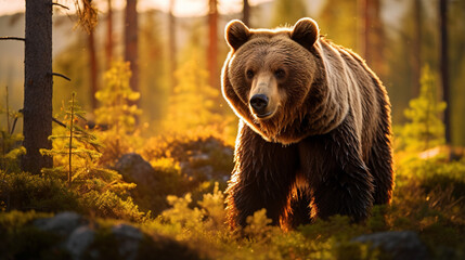 Fototapeta premium brown bear in the woods