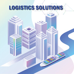 Logistics solutions isometric.