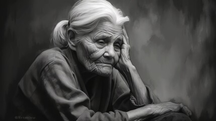 An old woman suffering from depression.generative ai
