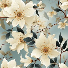 Gentle white flowers seamless pattern