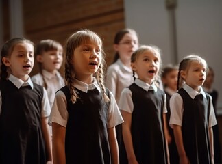 School choir group. Class person voice. Generate Ai - obrazy, fototapety, plakaty