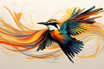 Obraz premium Exotic birds and their contours in graphic abstraction 