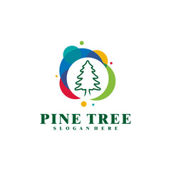 Colorful Pine Tree logo design vector. Creative Pine Tree logo concepts template