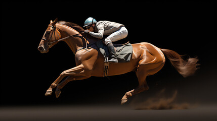 Fototapeta na wymiar Horse Racing close up Photo. Sports, Horse racers. Ai generative. 