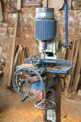 Wood processing machinery in furniture processing factory