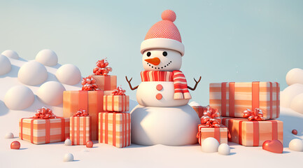 snowman with gifts, generative ai