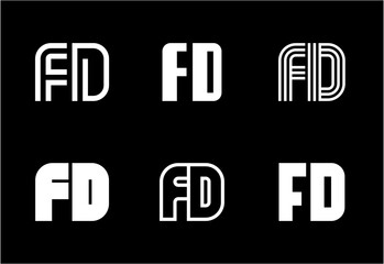 Set of letter FD logos. Abstract logos collection with letters. Geometrical abstract logos