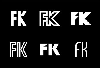 Set of letter FK logos. Abstract logos collection with letters. Geometrical abstract logos