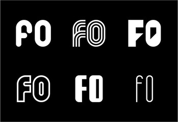 Set of letter FO logos. Abstract logos collection with letters. Geometrical abstract logos